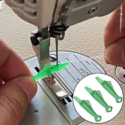 Mini Sewing Machine Needle Threader with Hook Plastic Stitch Insertion Tool Elderly Quick Automatic Changer Craft Accessories