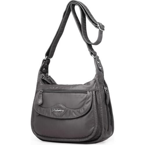 Fashion Women Shoulder Bag Pu Leather Crossbody Bag High Quality Messenger Bag Grey Females Handbag Designer Totes Soft Purse