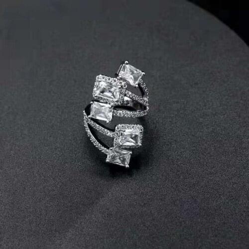 Funmode Fashion Design Gold Color Colorful CZ Adjustable Ring For Women Marriage Anniversary Gift Fashion Jewelry Ring FR290