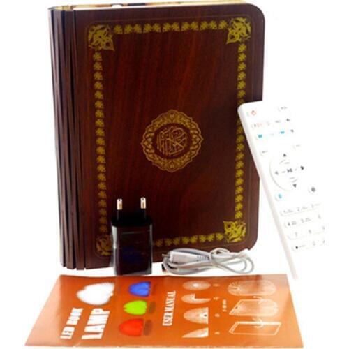 Quran Music Book Lamp Wireless Bluetooth Speaker Wooden Remote Colorful LED Night Light Muslim Koran FM Radio TF MP3 Player Gift
