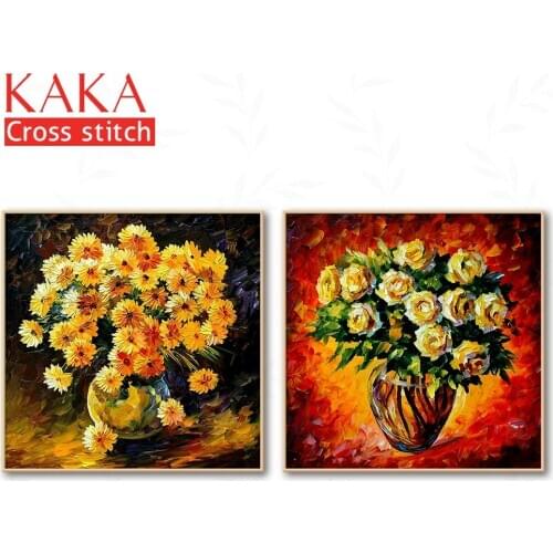 Cross stitch kits,Embroidery needlework sets with printed pattern,11CT-canvas for Home Decor Painting,Flowers Full NCKF238