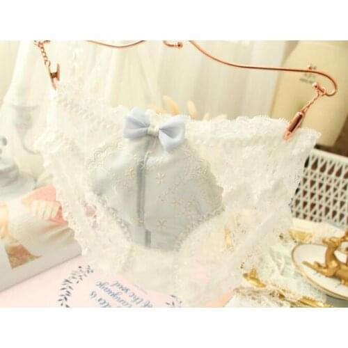 2021 New 2nd Shipping Free 100% Real Photo M L Lovely Cute Lolita Kawaii Retro Embroidery Lace Panties Underwear Brief Lingerie