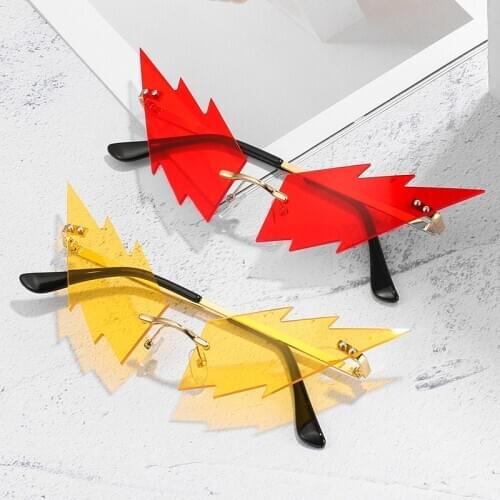 Chic Hip Hip Cat Eye Womens Sunglasses 2020 New Fashion Candy Color Rimless Sun Glasses Men Oversize Cool Eyewear Yellow Red