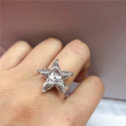 Starfish Stylish Ring Mountings Base Findings Mount Component Jewelry Settings Parts for Pearls Stones Crystal Agate Coral Jade