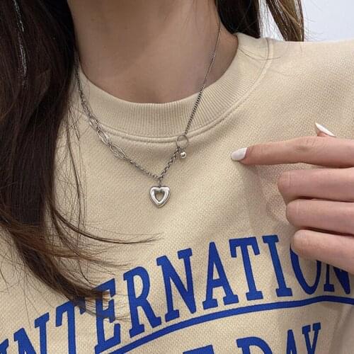 Round Ball Heart Pendant Clavicle Chain Necklace For Women Net Hot Trend Fine Jewelry Mothers Day Gift 345