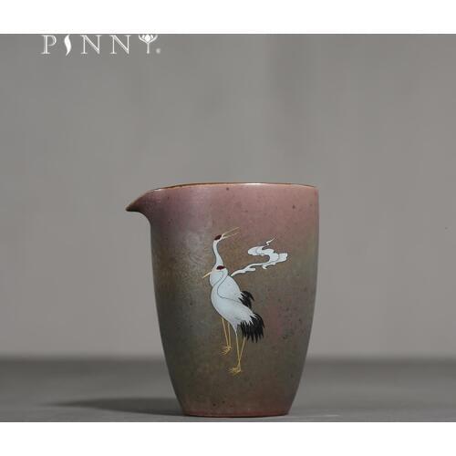 PINNY 200ml Colorful Crane Cha Hai Traditional Chinese Pigmented Tea separator Kung Fu Tea Accessories Heat Resistant Cups