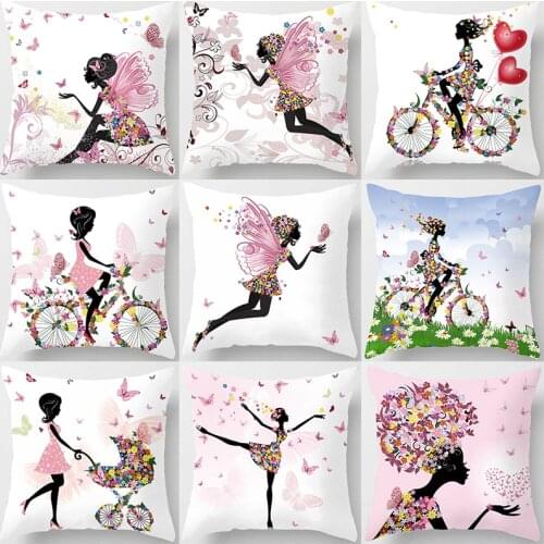 Pillow Flower Pink Floral Decorative Cushions Pillowcase Polyester Cushion Cover Throw Pillow Sofa Decoration Pillowcover 40838