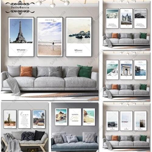 Tourist Attractions Landscape Poster and Prints Travel Scenery Quotes Canvas Painting Nordic Wall Art Pictures Modern Home Decor
