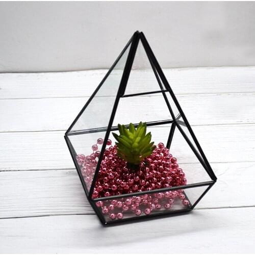 Simple Glass Flower Room Geometric Cafe Restaurant Small Plants Display Decoration Glass Storage Box