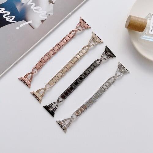 Stainless steel strap for apple watch band 44mm/40mm/42mm/38mm for women bracelet watchband apple watch 4/3/5 se 6