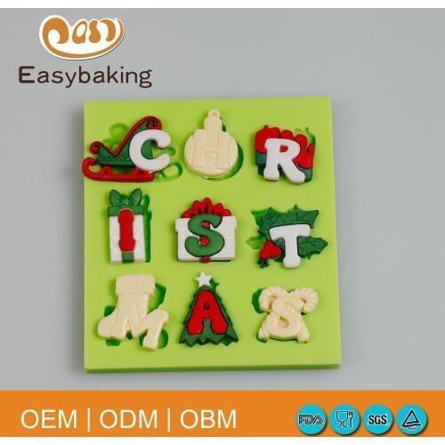 Christmas Pattern and Letter Silicone Mold Fondant Cake Decorating Tools Bakeware Silicone Soap Cookie Cake Mold