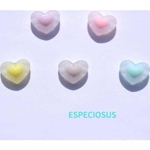 DIY jewelry Accessory Transparent Matt Acrylic Bead in Beads 17MM Heart Shape Bead Mix Color Dull Polish Spacer Bracelet Finding