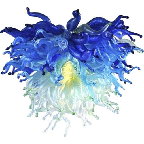 Nordic Living Room LED Chandelier Blown Glass Pendant Lamp Light Hanging Minimalist Dining Loft Kitchen Bedroom Lustre 28 Inches