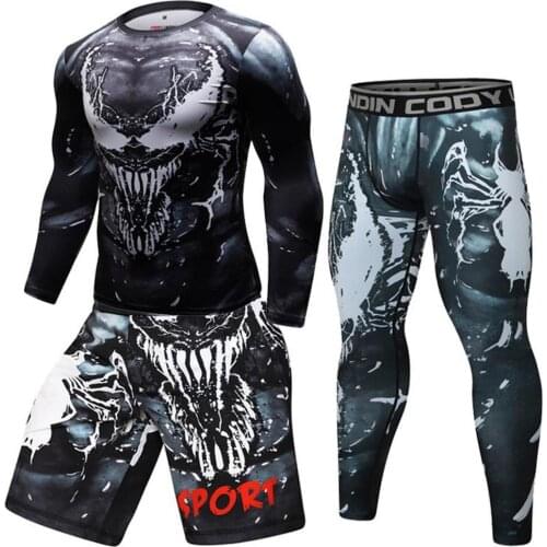 MMA Rashguard Sport Fightwear Venom Boxing Set Compression Tight Jersey+Pants Trousers Bjj GI Muay Thai Men Gym KickBoxing Suit