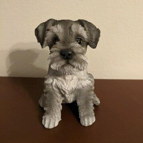 Sitting Schnauzer Puppy Statue Resin Lawn Sculpture Super Cute Garden Yard Decor can CSV