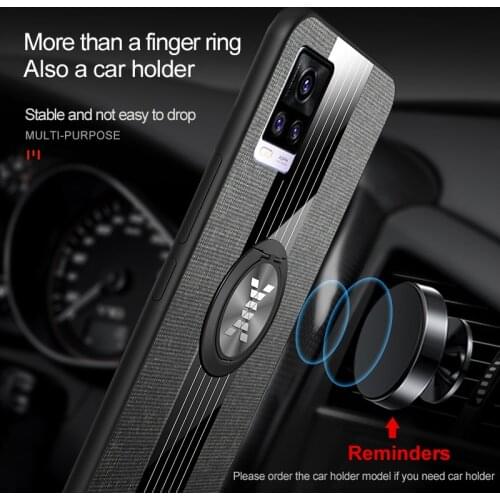 Cloth Fabric Magnetic Ring Holder Case Vivo X50 Pro V20 V20SE Y73S Y17 Y15 Y12 Y11 Silicone Frame Shockproof Phone Casing