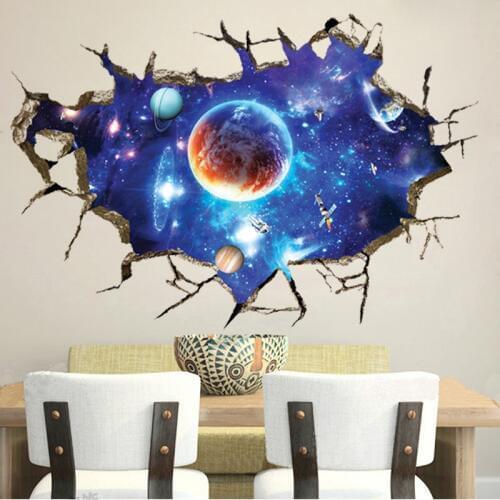 Outer planet Technological Wall Stickers Out Space Galaxy Planet Boys Bedroom Art Vinyl 3D Wall Stickers Decal Room Decor