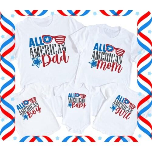 All American DAD mom boy girl Independence Day family matching outfits 4th Of July Shirt Patriotic t-Shirt love American tops