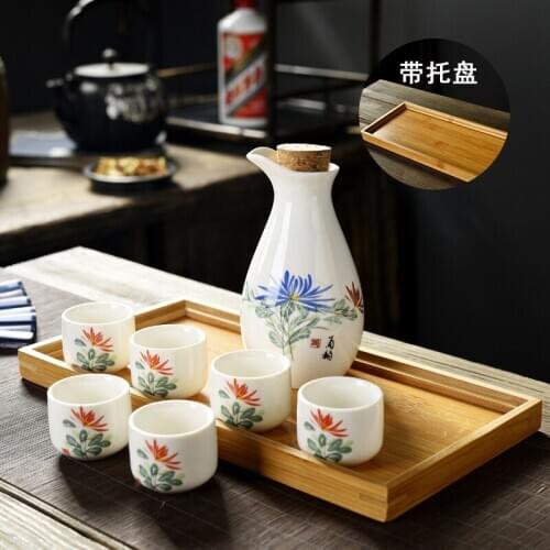 Japanese sake wine set hot pot household liquor small wine cup ceramic nostalgic old white wine pot wineware