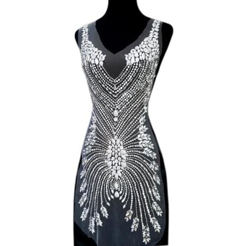 Hand Made Womens Clothing Wedding Dress Sew on Rhinestons Crystals Patches Appliques Silver Dance Evening Costumes Accessories