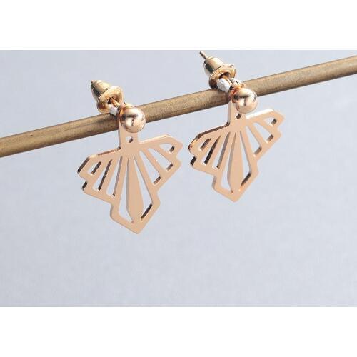 Chandler Korean Stainless Steel Wing Double Side Earring Female Ear Jacket Earrings For Women Party Jewelry For Beast Friend