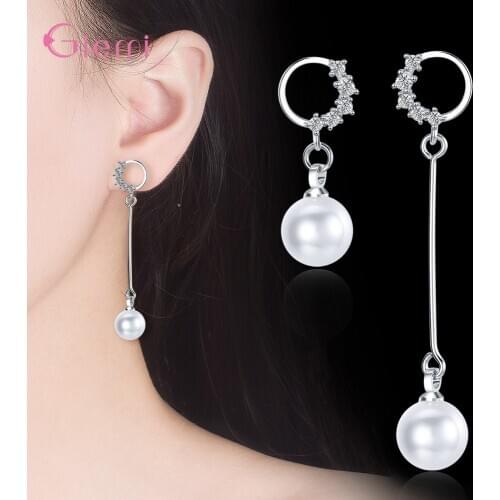 Simple Temperament Natural Pearl Female Dangle Earrings Fashion Delicate 925 Sterling Silver Earings Wedding Jewelry Wholesale