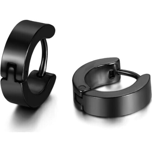 1 Pair Round Stainless Steel Hypoallergenic Stud Earring Punk Rock Unisex Stud Earrings Black Blue Gold Silver Color Men Earring