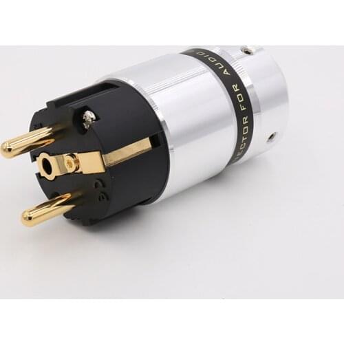 1PCS Hifi Audio Brass 24K gold plated EU Schuko AC power plugs for hifi power cable