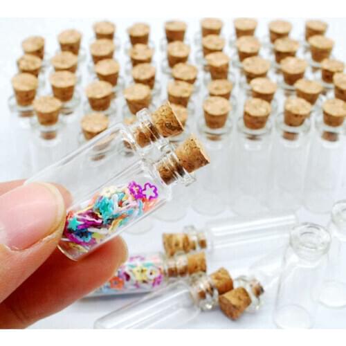 10pcs 1ml clear glass wishing bottle transparent small glass bottle with cork stopper decoration Christmas gift wishing bottle