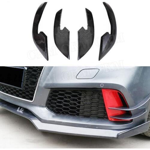 4PCS/Set Front Bumper Side Fins Splitters Spoiler For Audi A6 RS6 2013-2016 RS7 2012-2015 Carbon Fiber Trunk Trim Decoration