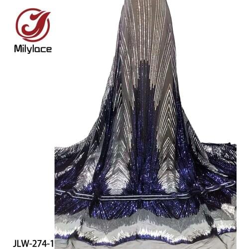 African Sequins Lace Fabric Embroidery Nigerian Lace Fabrics 2021 High Quality Lace French Lace Fabric for Women Dress JLW-274