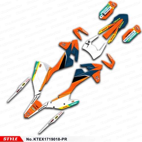 Aftermarket Custom Stickers Dirt Bike Graphics for 125 150 250 350 450 500 EXC EXC-F XCW 2017 to 2019, Style No.KTEX1719018-PR