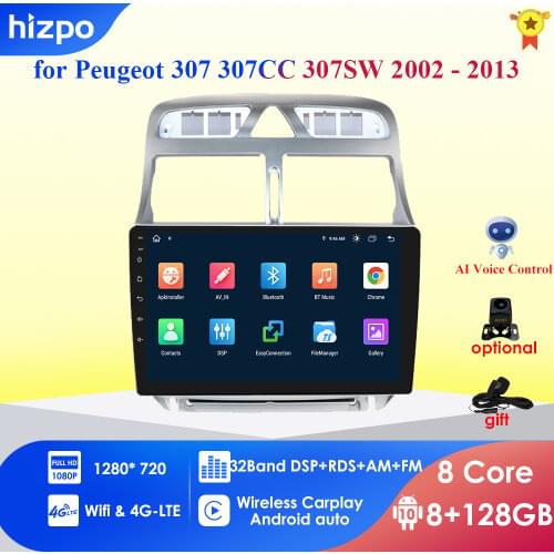 4G+64G Android 10 For PEUGEOT 307 sw 307 2002 - 2013 Auto 2 din Car Radio Stereo Player Bluetooth GPS No 2din dvd Multimedia Mic