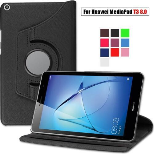 360 Rotating PU leather Case Cover For Huawei MediaPad T3 8.0 KOB-L09 KOB-W09 Tablet Case for Huawei T3 8 Honor Play Pad 2 8.0"