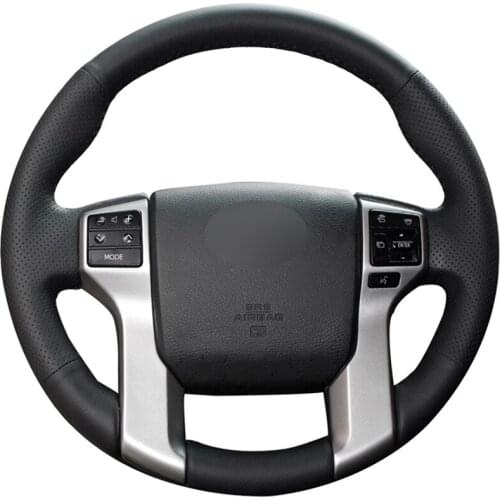 Black PU Faux Leather DIY Car Steering Wheel Cover for Toyota Land Cruiser Prado 2010-2017 Tundra Tacoma 4Runner 2014-2019