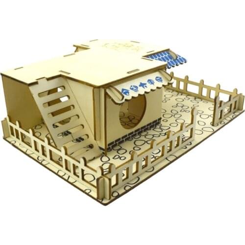 Wooden Hamster Villa House Small Pets Hideout Nesting Habitat for Gerbils Chinchillas Guinea Pigs Small Animals 5 Styles