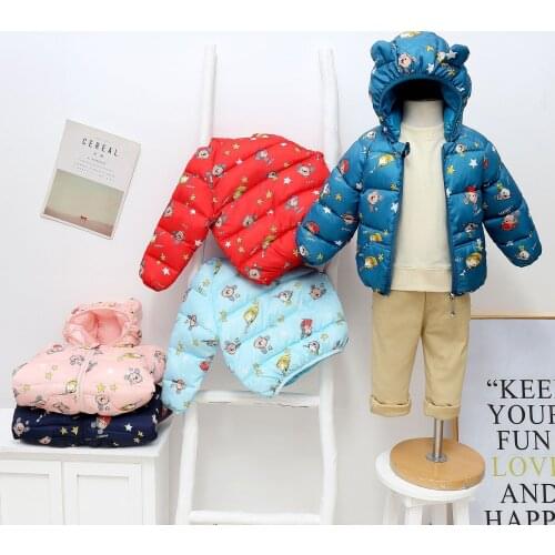 Childrens Winter Down Jacket Boys Girls Down Cotton Coats Kids Hooded Thin Warm Coats 2021 Cartoon Casual Babys Outerwears