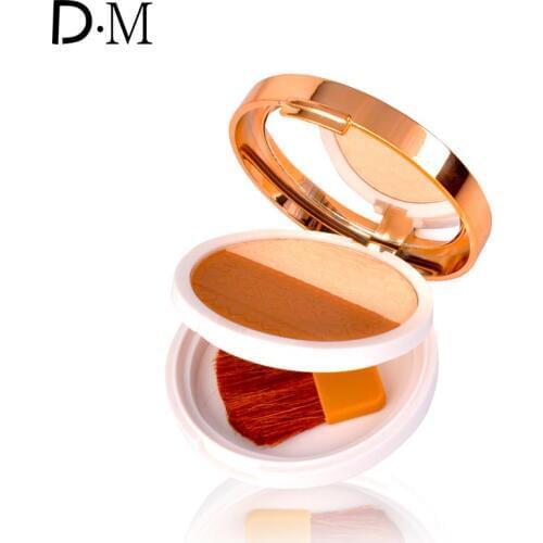 DJM Contour Palette Highlighter Makeup Bronzer Powder Makeup baked powder Face Pressed Shading Powder With Puff & Mirror