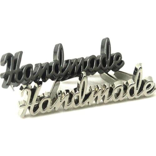 3.5cm/5.0cm Metal Handmade Garment Labels Tags for Clothing Bags Hand Made Letter Sewing Labels