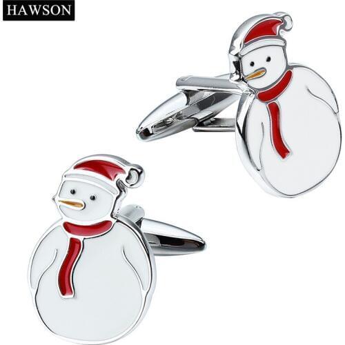 HAWSON Snowman Cufflinks for Men Christmas Cuff Links French Suit Shirt Cuff Button
