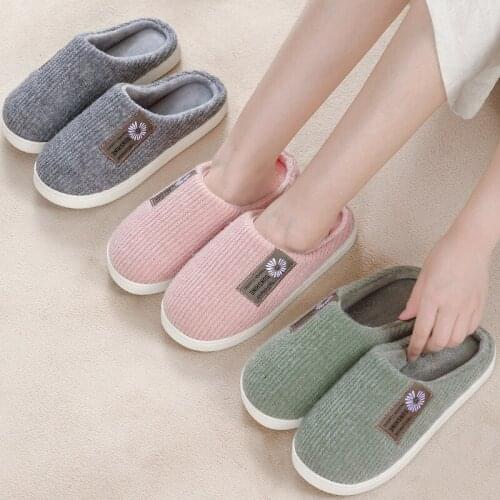Cotton Slippers Women Winter Home Indoor Home Home Warmth Non-slip Thick-soled Couple Wool Slippers Autumn and Winter Shoes