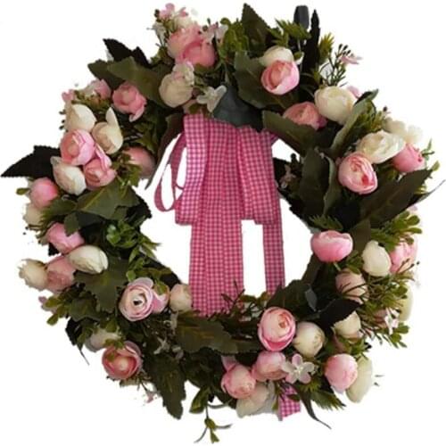 Artificial Flowers Flowers Bows Wreath Spring Wreath Outdoor for Front Door