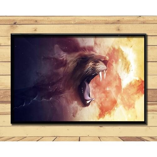 Lion King Of Animal Ferocious (11) Wall Posters Prints Silk Art Painting For Home Wall Bedroom Decor