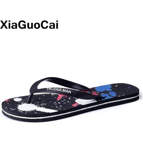 Summer Men Flip Flops Plus Size Fashion Lightweight Man Slippers 2019 Graffiti Thongs Beach Shoes For Male Non-slip Dropshipping