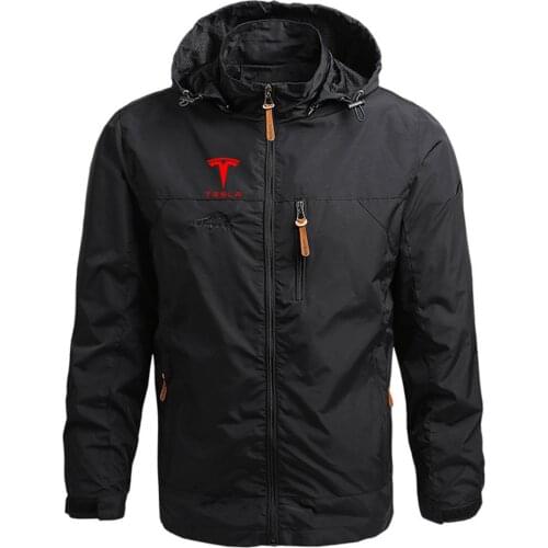 Tesla Logo 2021 Mens Fashion Zipper Custom Comfortable Printing Movement Fitness Windproof Style Jackets Windbreaker Coats