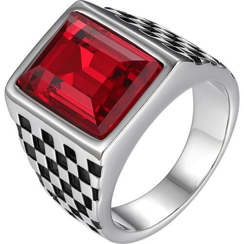 BONISKISS Vintage Mens Punk Ring Square Jewelry Stainless Steel Bijoux For Man Party Cool Aneis Male Gold Silver Color Ring