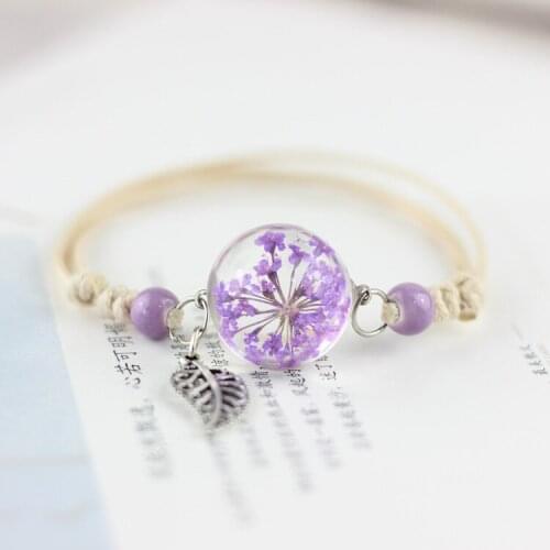 1PCS New Adjustable Dried Flowers Plant Specimens Bracelet Ball Dandelion All Over The Sky Star Girlfriends Female Lovers Gifts