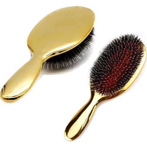 Paddle Brush Luxury Bristle Hairbrush Mini Massage Comb Anti-static Hair Scalp Gold Paddle Brushes Big Cushion Boar Bristle Comb