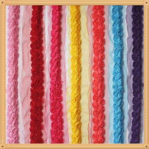 4y 3cm Chiffon Cloth Rose Lace Trim For Baby Girls Rompers Jumpsuit Dress Clothes Making Sewing Trim Home Decor Supplies