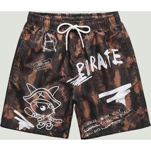 Japanese Style Mens Summer Casual Beach Shorts New Fashion Letter Printed Shorts Men Original Mesh Breathable Casual Pants Male